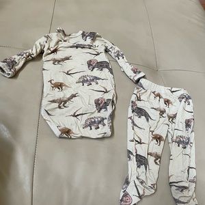 Posh Peanut Dinosaur Footie Pajama Sleeper Two Piece Set, Size 0-3 Months